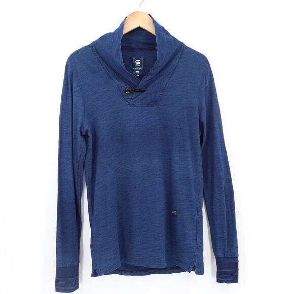 G-Star Raw Men's Long Sleeve Pullover Mock Turtle Neck Heathered Blue Sz M - Picture 1 of 13